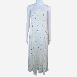 BOHO White Floral Empire Dress w/Back Adjustable Keyhole Ties SM